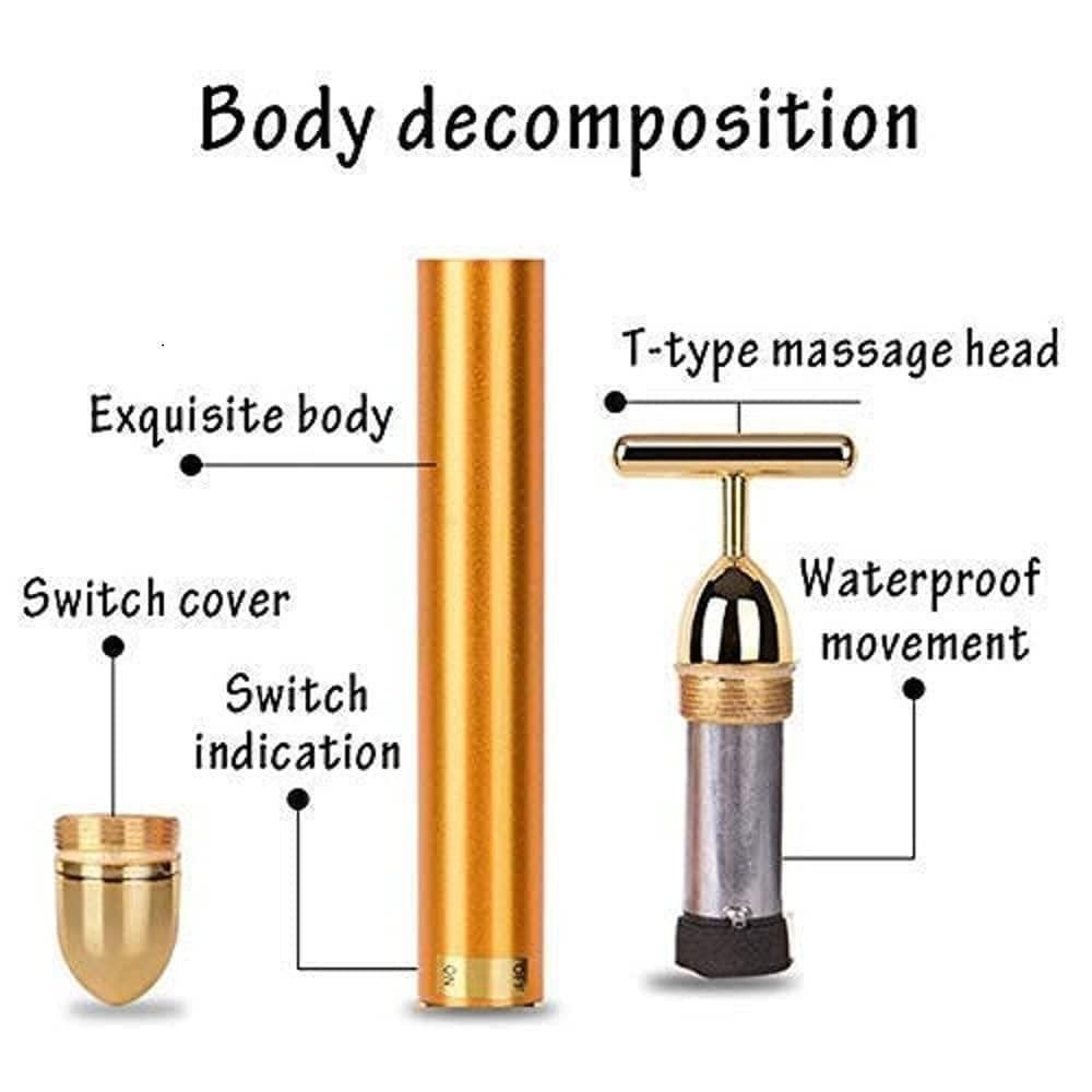 TECH AFFORD | 24K Gold Energy Beauty Bar Electric Facial Massage Roller